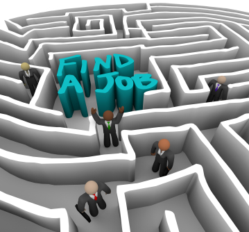 People in maze looking for a job